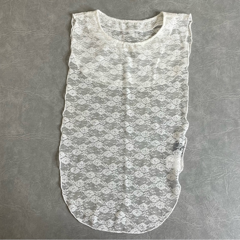 Versatile Ivory Stretch Lace Scoop Neck False Collar/Dickie